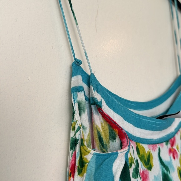 Zara Vibrant Blue Floral Summer Thin Strap Sundress Vacation Festival Size Small - Picture 7 of 8